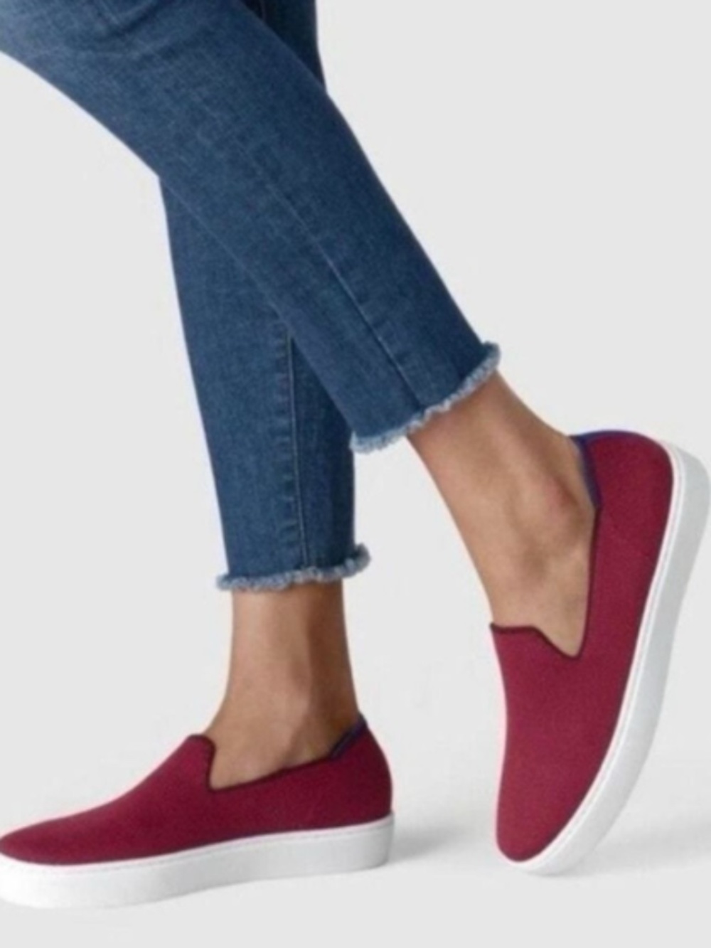 Rothy's The Original Slip On Sneakers Knitted In Red Garnet